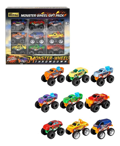 Set De Carros Monster Wheel 9 Pzs        