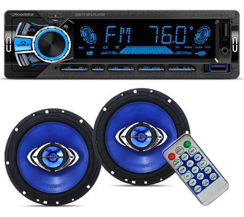 Aparelho Som Mp3 Radio Bluetooth + 2 Auto Falante 6 Pol 130w