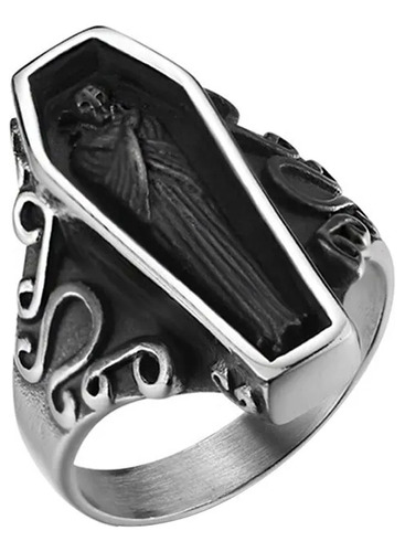 Anillo Acero Sarcófago Cráneo Biker Hombre Regalo