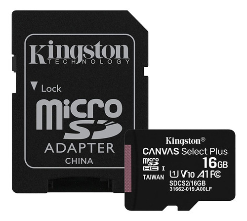 Kingston Microsd 16gb Canvas Select Plus 100mbs E Adapt