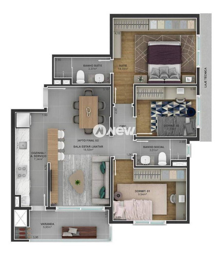 Imagem 4 de 21 de Apartamento Com 3 Dormitórios À Venda, 159 M² Por R$ 827.662 - Jardim América - São Leopoldo/rs - Ap3440