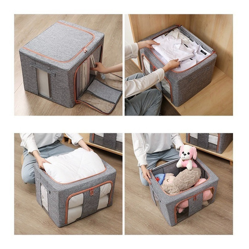 Caja Canasto Organizador De Tela Plegable 22l C Visor - Lima