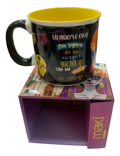 Taza De Catrina De Porcelana De Color Negro De 400ml