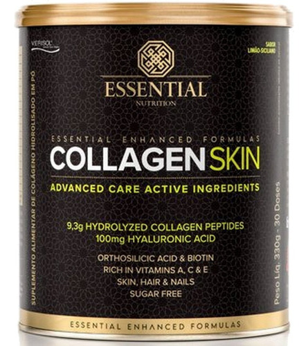 Suplemento em pó Essential Nutrition  Collagen Skin colágeno Collagen Skin sabor  limão em lata de 330g