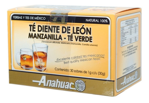 (3 Pzas) Te Diente Leon, Manzanilla Y Verde (30sob) Anahuac