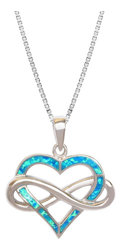 Colgante De Collar De Amor Infinito Con Ópalo Azul Sintético