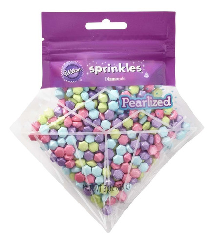 Sprinkles Diamantes Gemas Multicolor 85 Gr Wilton Color Blanco