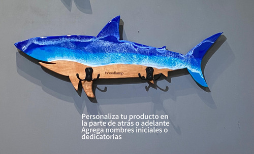 Tiburón Decorativo De Madera Con Resina, Decoración Madera