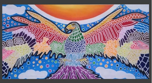 Águila Azteca. Pintura Original Carlos Lacal. 100x50cm.
