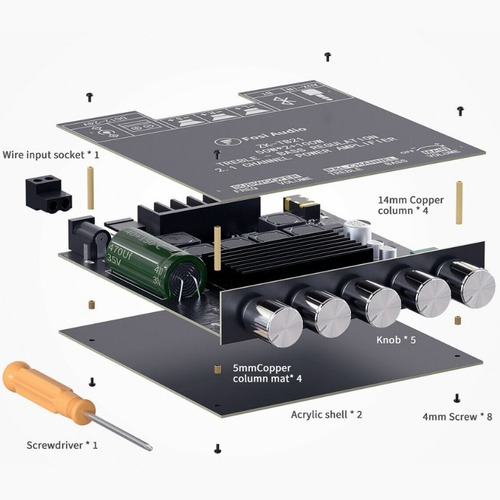 Imagem 5 de 6 de Placa Módulo Amplificador Potência 2.1 Canal 200w Bluetooth