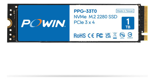 Powin Ppg-33t0 Pcie Gen3x4 Nvme 1tb Ssd M.2 2280