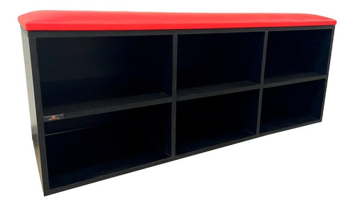 Organizador / Puff / Banco Sapateira Preto/vermelho 120cm