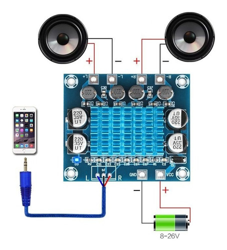 Imagen 3 de 6 de Modulo Amplificador De Audio Estereo 2 X 30w Clase D Tpa3118