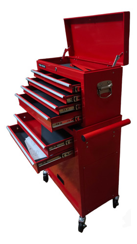 Caja De Herramientas Toro Negro Tn0817 10 Compart. Metal Rojo