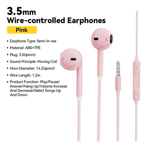 Audifonos 3.5mm Hifi Control De Volumen Essager 1.2 Metros