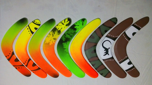 Bumerang De Madera Laminada. Varios Colores Y Diseños.