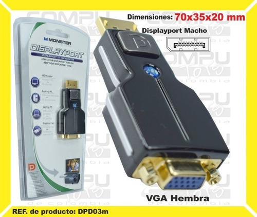 Conversor Display Port A Vga M-h Ref: Dpd03m Computoys Sas