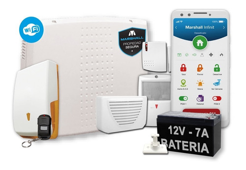 Kit Alarma Inalámbrica Marshall Ip Wifi App Smart Hogar