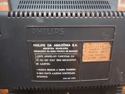 Tv Philips Tubo 14´´pol Colorida Bivolt Sem Audio E Video