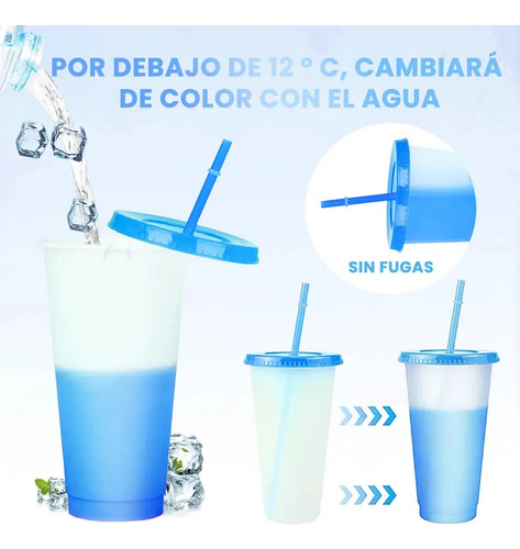 Ci A 10pzs Vasos Magicos Cambian Color Con Tapa Y Popote