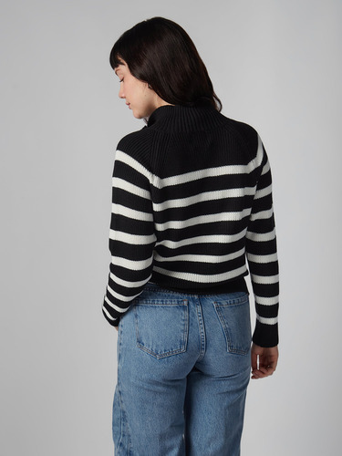 Chompa Para Mujer Dvk Medium Striped Quarter Zip Ngr