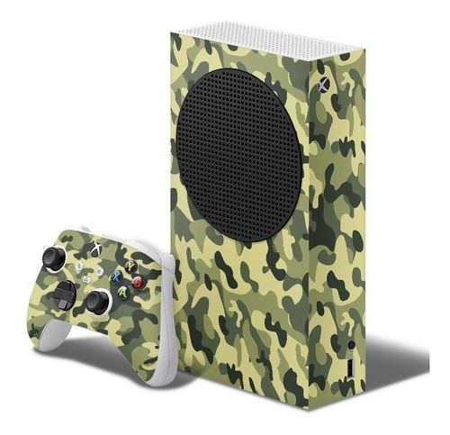 Adesivo Skin Xbox Series S E Dois Controles Camuflagem Verde