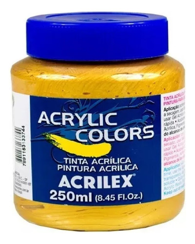 Tinta Acrílica Acrilex 250ml Metálica 385 Ouro Iridescente