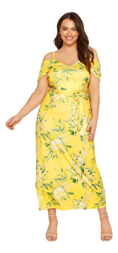 Faldas Largas Elegantes De Cuello Redondo Floral Talla Grand
