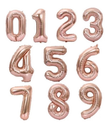 Globos Numero Metalizado Rose Gold 70 Cm Fiestas Cumpleños