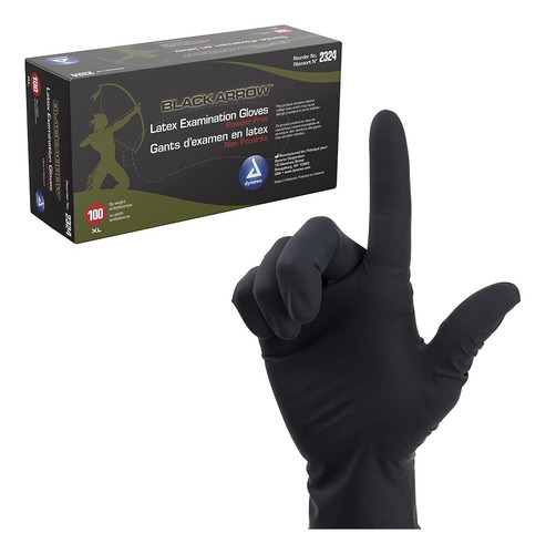 Guantes De Examen De Látex Desechables Dynarex Black Arrow, 