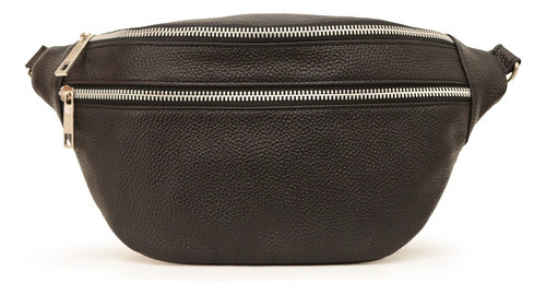 Riñonera De Cuero Gregorina Unisex Negra Bolso Cartera  