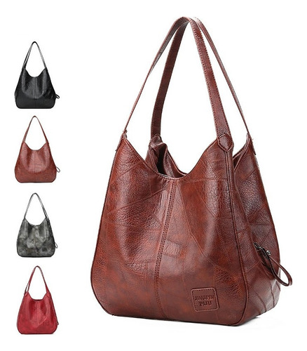 Bolso Cuero Suave Con Múltiples Compartimentos Para Mujeres