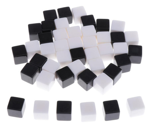 Set / 50pcs Blank Dice D6 Black White Rpg Juego De Mesa