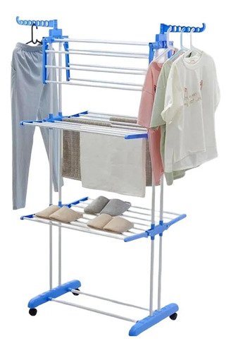 Tendedero Organizador Colgador Ropa Plegable 3 Niveles Xl Pr Blanco