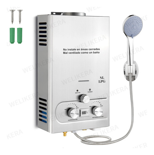 Calentador De Agua Instantáneo 8l/min Gas Lp Tipo De Gas Glp Color Plateado