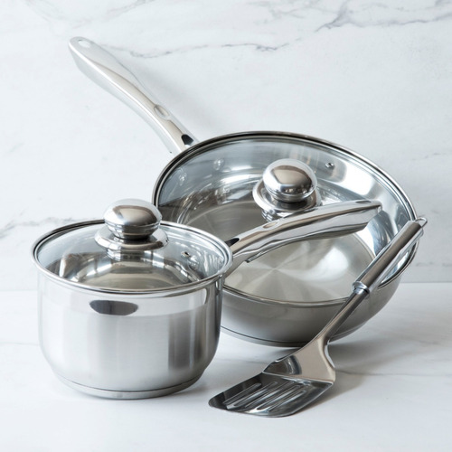 Imagen 5 de 10 de Batería De Cocina Acero Inoxidable De 9 Piezas Cinsa