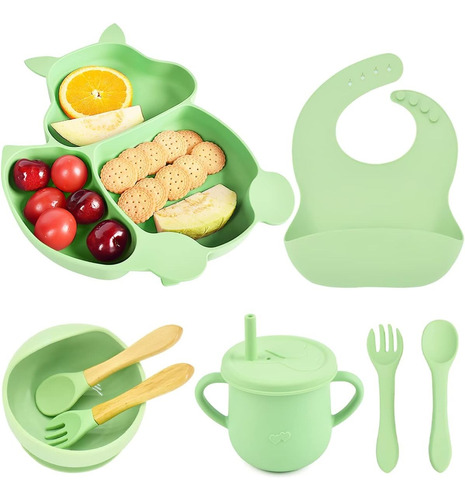 Lujoso Set Cuenco Cuchara Babero Para Mi Primer Comida Bebe