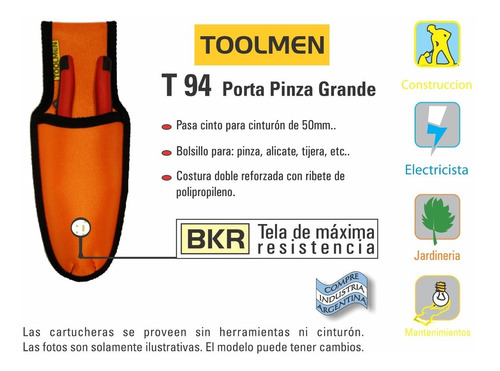 Imagen 2 de 8 de Cinturon Porta Pinza Estuche De Herramientas Toolmen T94