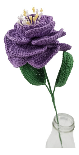 2 Pzas Flor Tejida Crochet Morada Regalo Decorativa