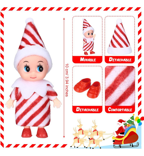 3 Piezas Pequeña Muñeca Elfo Navidad Miniatura Elfo Gemelos