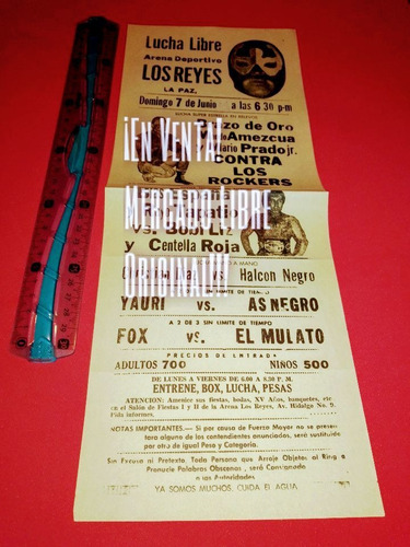 Cartel Programa Lucha Libre Original !! Antiguo  80s !!