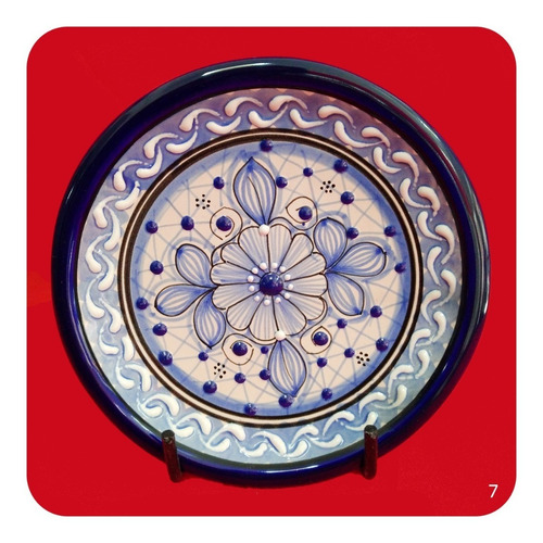 Imagen 2 de 9 de Set 10 Platos De Talavera Poblana 15 Cm Azul Trad Postre Plt