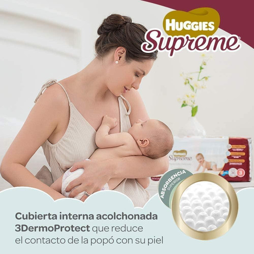 Imagen 3 de 7 de Pañales Huggies Supreme Etapa 2 Unisex 40 Piezas De 5 A 7.5