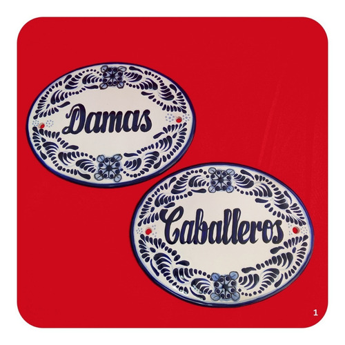 Imagen 1 de 3 de Placas P/ Baño Damas Caballeros Talavera Poblana M1 21x17 Cm