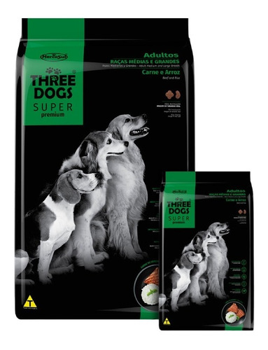 Three Dogs Super Premium Carne Y Arroz 15+ 2+ 3kg Y Regalos