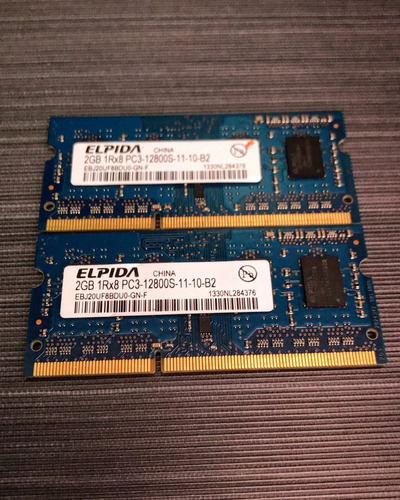 Memoria Ram Elpida Laptop (macbook) 2x2gb 1rx8pc3 12800s