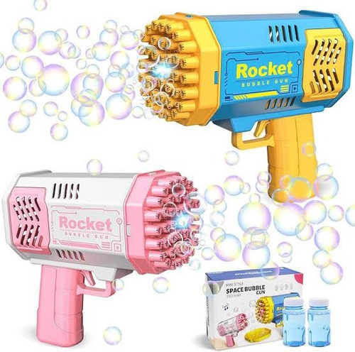 Pistola De Burbujas 40 Hoyos Doble Automática Rocket Bubble