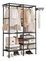 Comprar Organizador De Roupa Desmontável Aberto Estilo Closet Portátil Guarda Roupa Dobrável Grande E Arara 6 Colunas Casalu002Fsolteiro Preto
