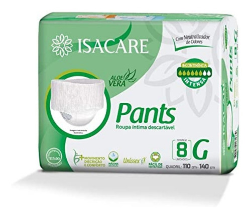 Fralda Calça Roupa Intima Geriátrica G C/8 Isacare