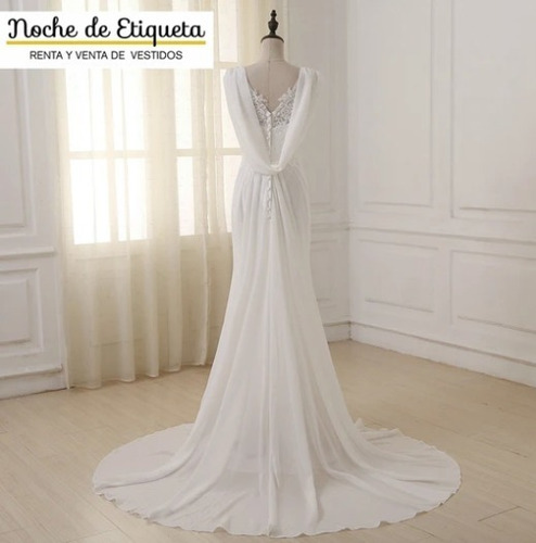 Imagen 2 de 4 de Vestido De Novia Corte Recto Escote V Espalda Destapada